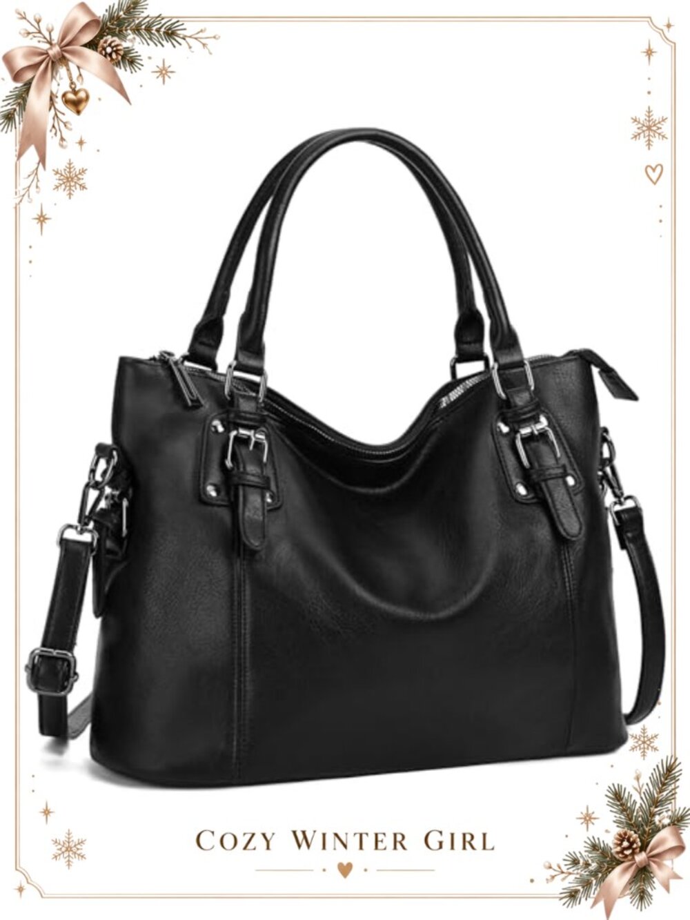 Faux Leather Hobo Bag Shoulder Handbag Adjustable Strap Women